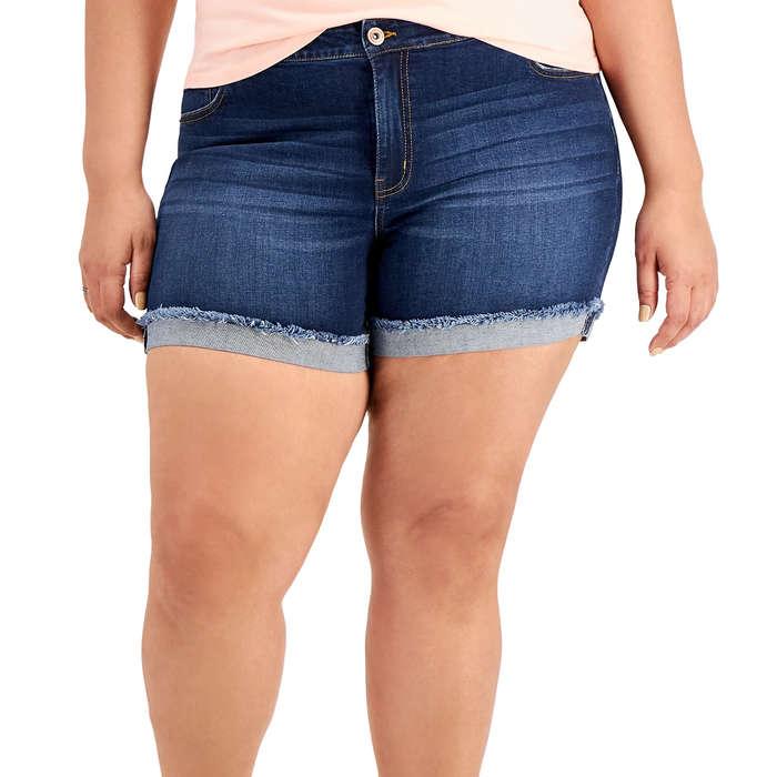 Celebrity Pink Trendy Plus Size Cuffed Denim Shorts