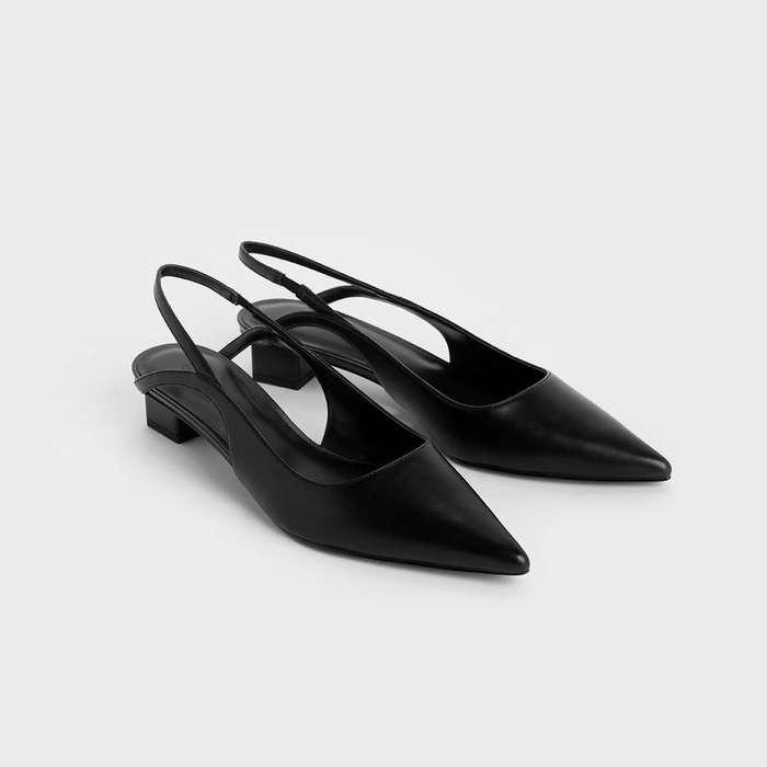 Charles & Keith Low Block Heel Patent Slingback Pumps