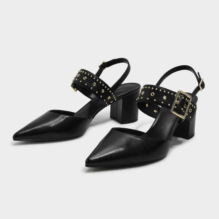 Charles & Keith Studded Pointed Slingbacks