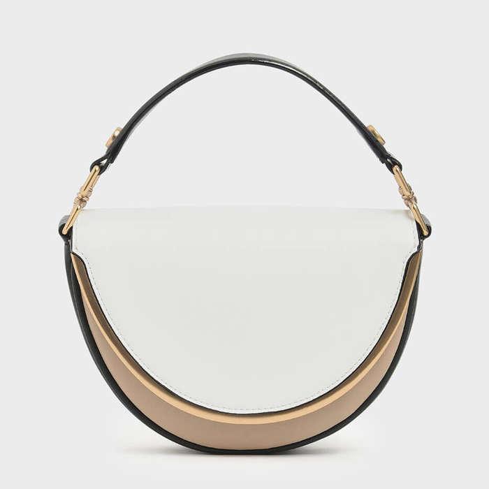 Charles & Keith Two-Tone Top Handle Semi-Circle Bag