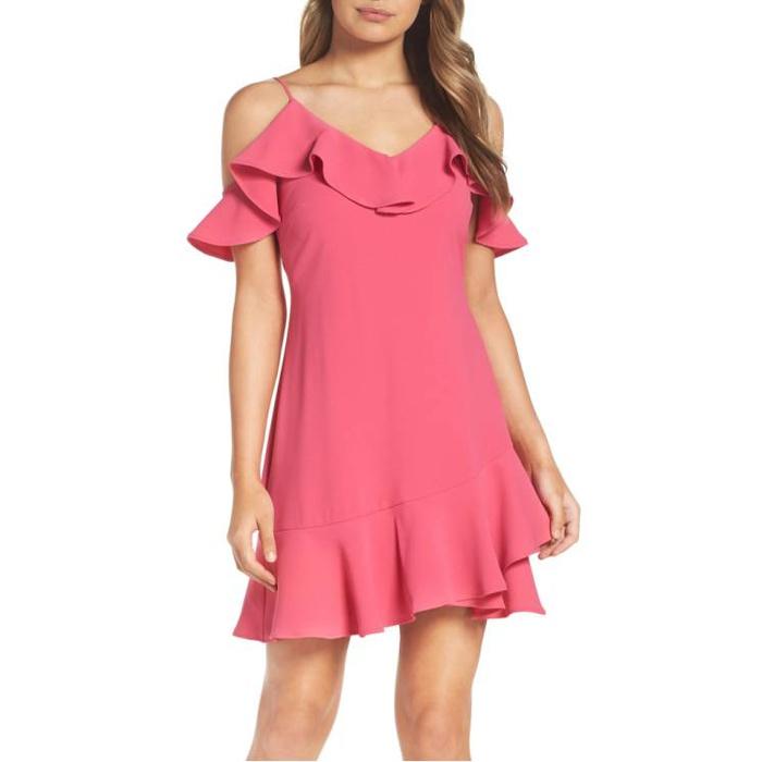 Chelsea28 Ruffle Cold Shoulder Minidress