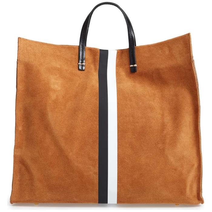 Clare V. Simple Stripe Suede Tote