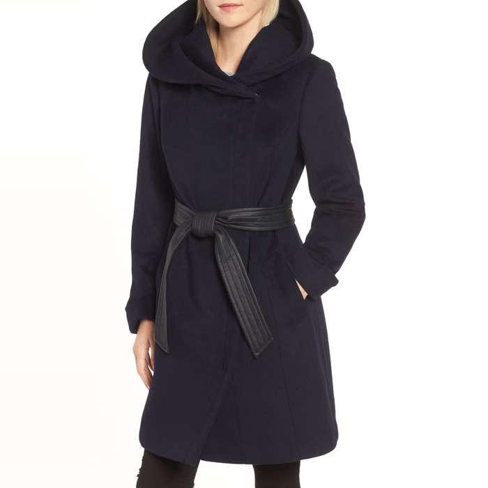 Cole Haan Belted Asymmetrical Wool Coat