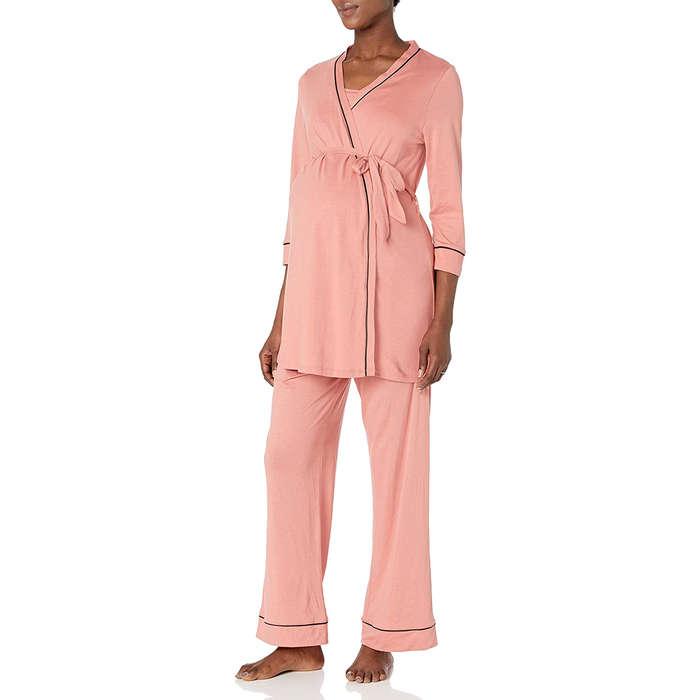 Cosabella Three-Piece Bella Maternity Robe, Camisole, & Pants