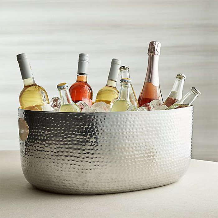 Crate and Barrel Bash Silver Beverage Tub