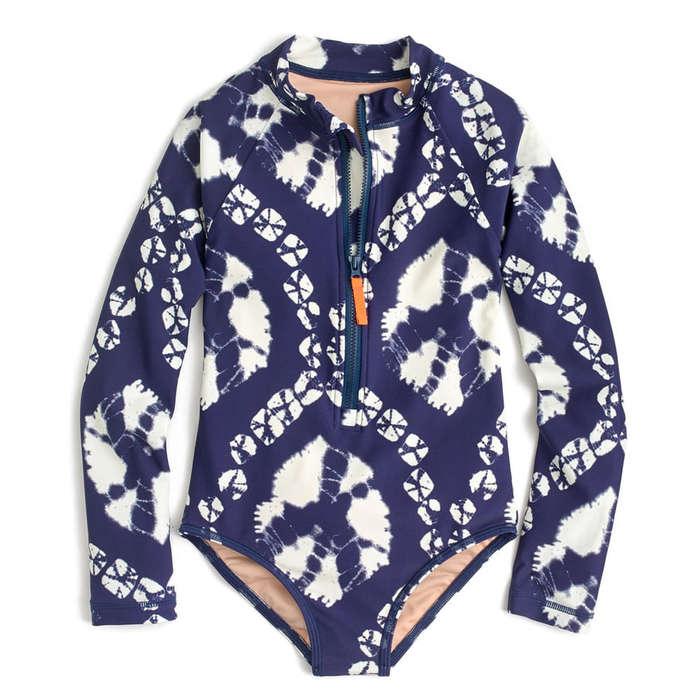 Crewcuts By J.Crew Audrey Tie Dye Rashguard Swimsuit