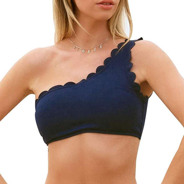 CUPSHE Wavy Edge One-Shoulder Bikini Set