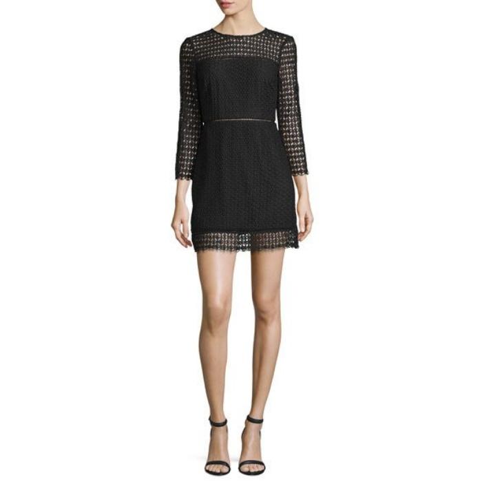 Cynthia Rowley 3/4-Sleeve Geometric Lace Mini Dress