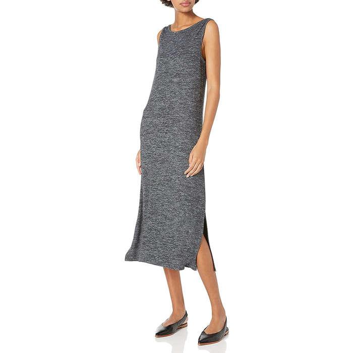 Daily Ritual Cozy Knit Sleeveless Bateau Neck Midi Dress