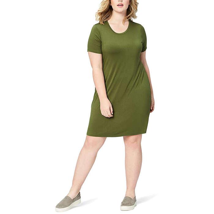 Daily Ritual Jersey Short-Sleeve Scoop Neck T-Shirt Dress