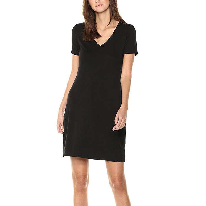 Daily Ritual Jersey Short-Sleeve V-Neck T-Shirt Dress