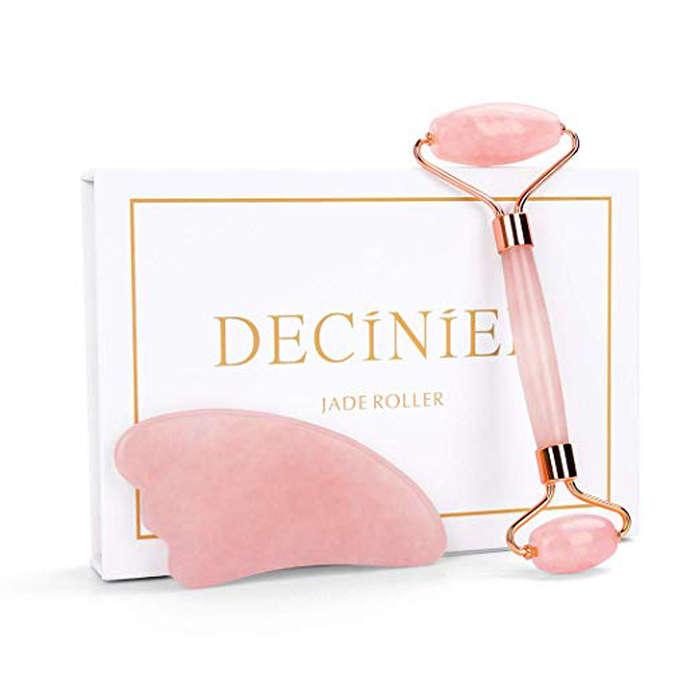 Deciniee Rose Quartz Roller and Gua Sha Tool