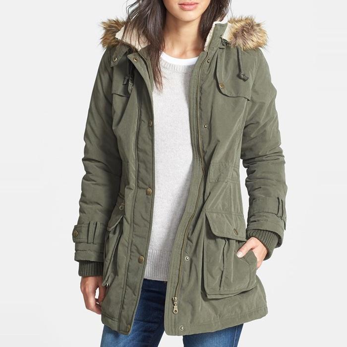 DKNY Faux Fur Trim Anorak