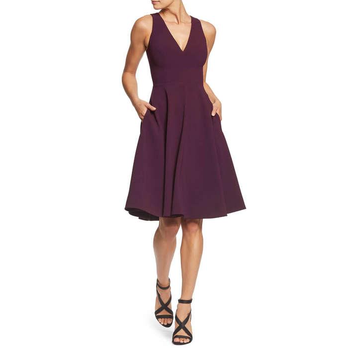 Dress the Population Catalina Tea Length Fit & Flare Dress