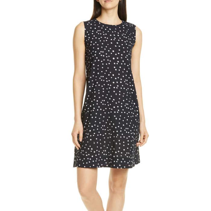 Eileen Fisher Dot Print Organic Cotton Shift Dress