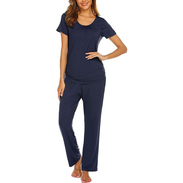 Ekouaer Maternity Nursing Pajama Set