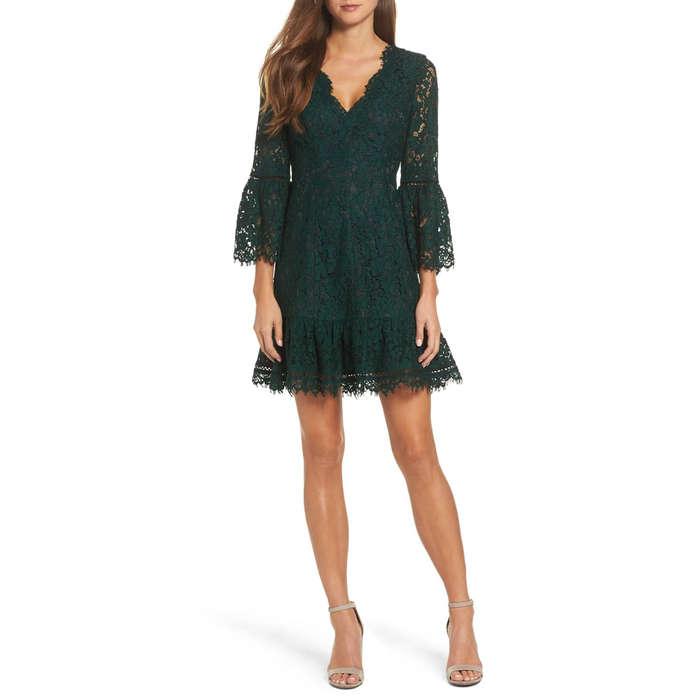 Eliza J Bell Sleeve Lace Cocktail Dress