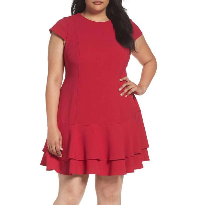 Eliza J Crepe Drop Waist Dress