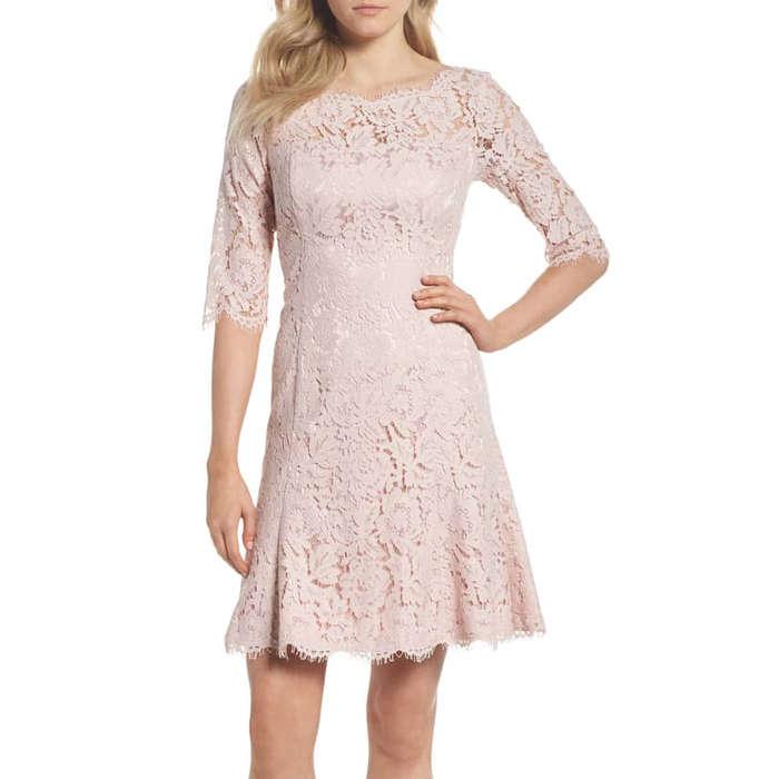 Eliza J Lace Fit & Flare Cocktail Dress