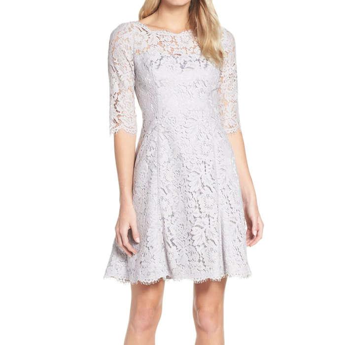 Eliza J Lace Fit & Flare Cocktail Dress