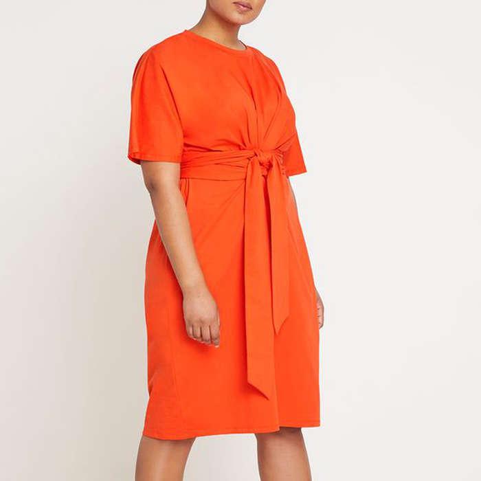 Eloquii Cross Front Flutter Sleeve Dress