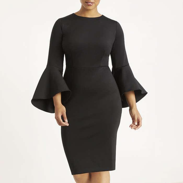 Eloquii Flare Sleeve Scuba Dress