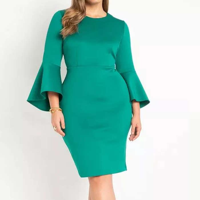 Eloquii Flare Sleeve Scuba Dress