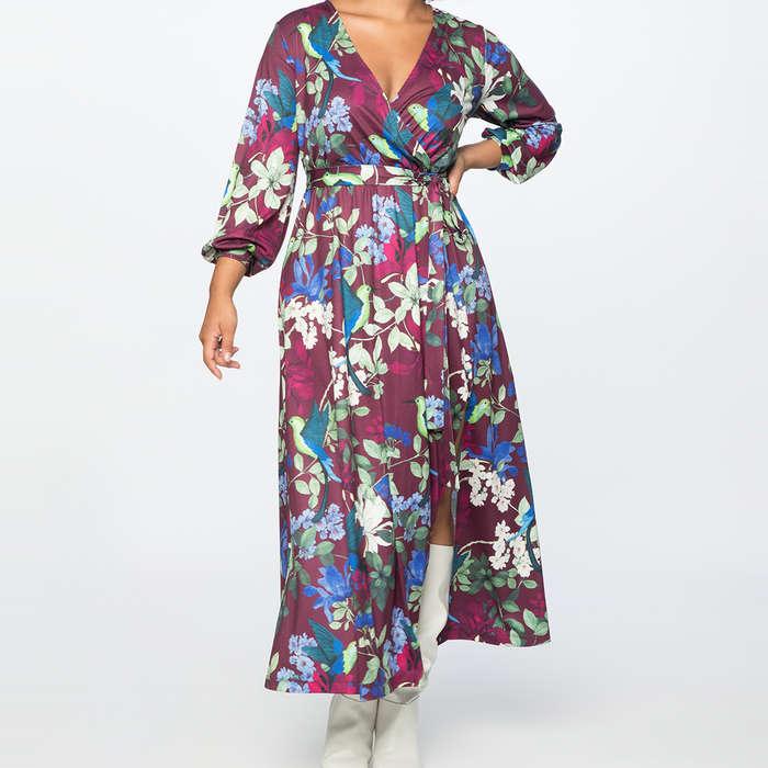 Eloquii Printed Wrap Maxi Dress