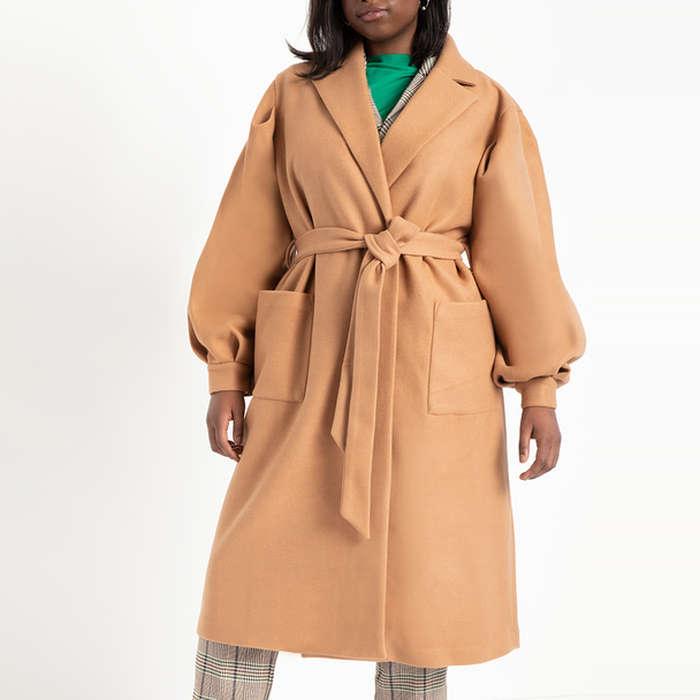 Eloquii Puff Sleeve Robe Coat