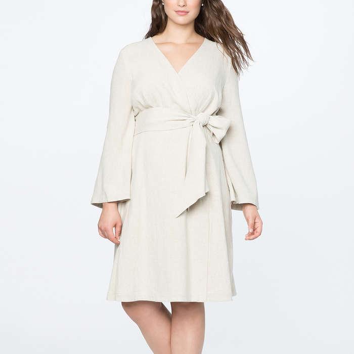 Eloquii Tie Waist Flare Sleeve Dress