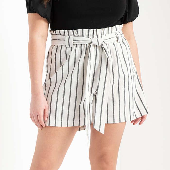 Eloquii Tie Waist Linen Shorts