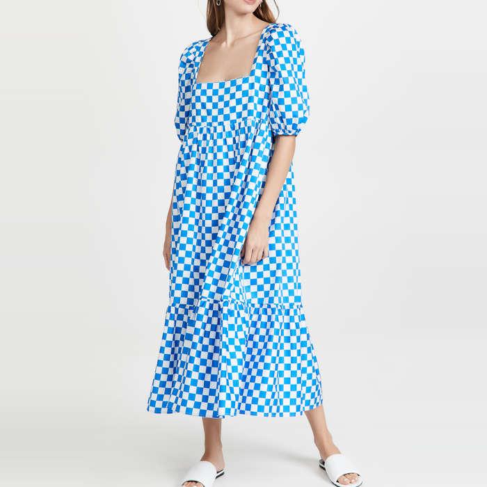 En Saison Check Print Midi Dress