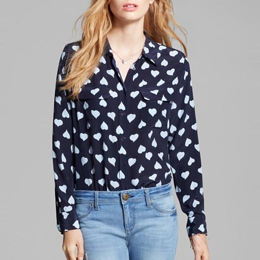 Equipment Slim Signature Heart Print Blouse