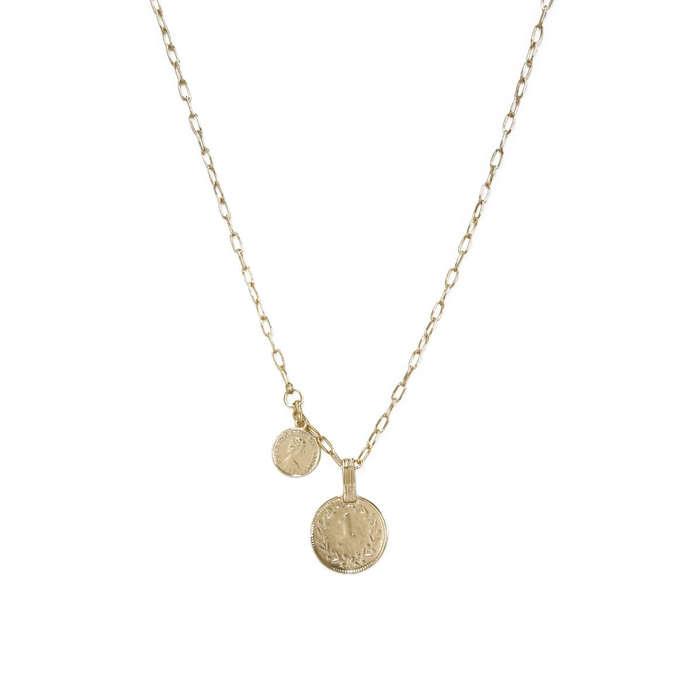 Ettika Double Coin Pendant Necklace