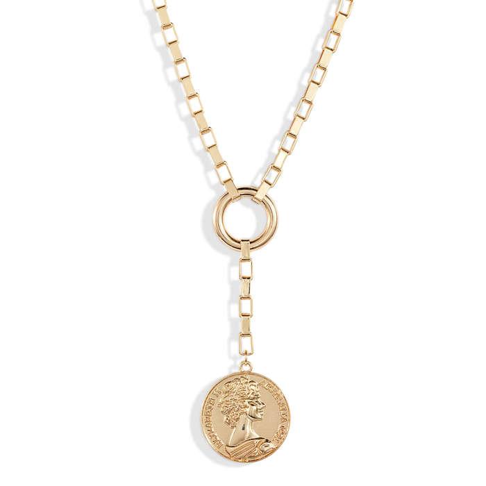 Ettika Large Coin Lariat Necklace