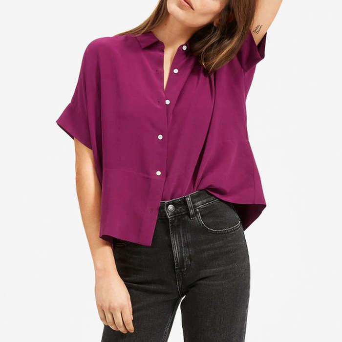 Everlane The Clean Silk Short-Sleeve Square Shirt