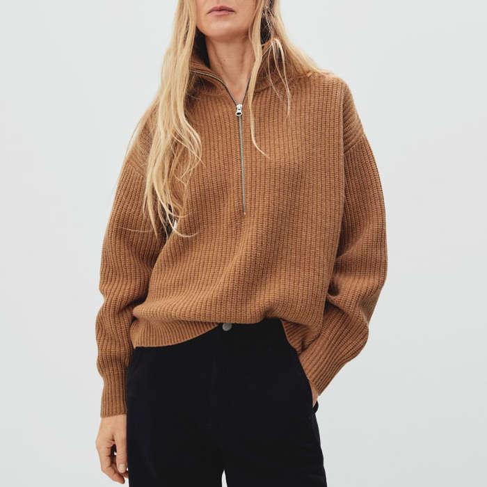 Everlane The Felted Merino Half-Zip Sweater