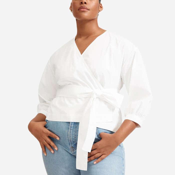 Everlane The Poplin Wrap Top