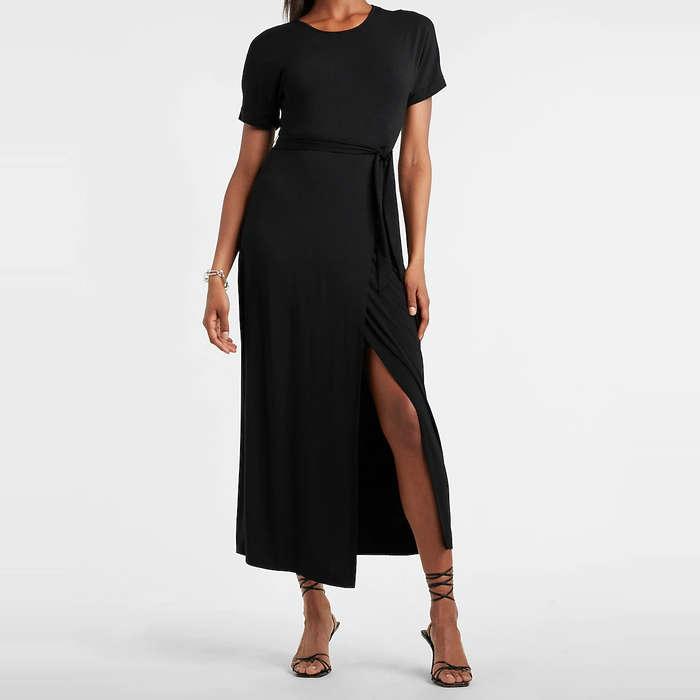 Express Belted Maxi T-Shirt Dress