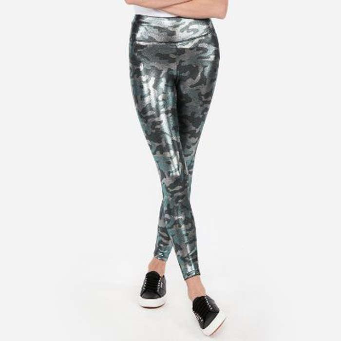 Express High Waisted Metallic Camo Leggings