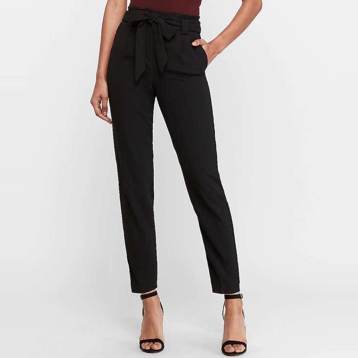 Express High Waisted Sash Waist Ankle Pant