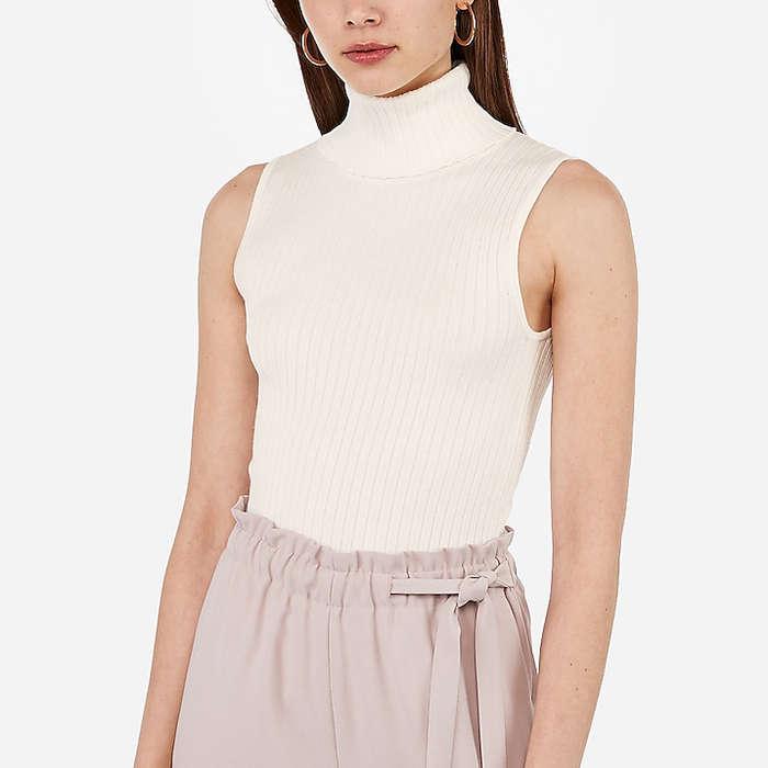 Express Sleeveless Ribbed Turtleneck Sweater