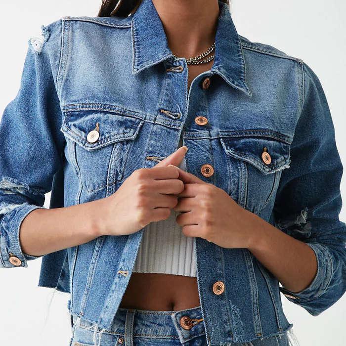 Forever 21 Distressed Denim Jacket