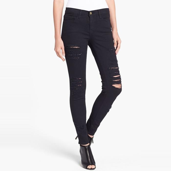 FRAME Denim Le Color Rip Skinny Jeans