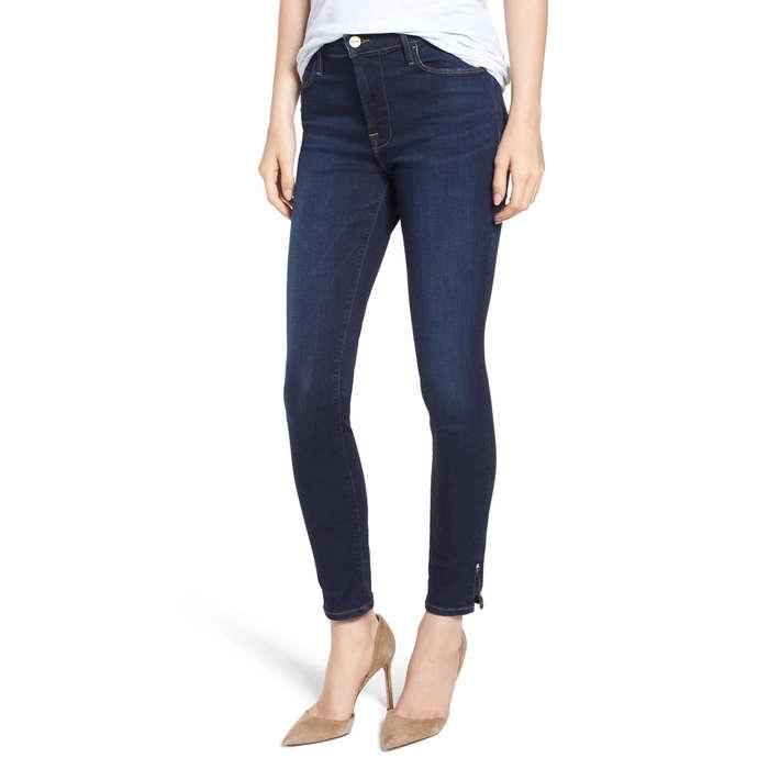 Frame Le High Slit Hem Skinny Jeans