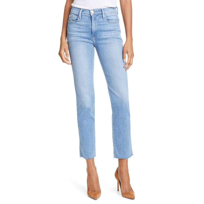 Frame Le Sylvie High Waist Raw Hem Straight Leg Jeans