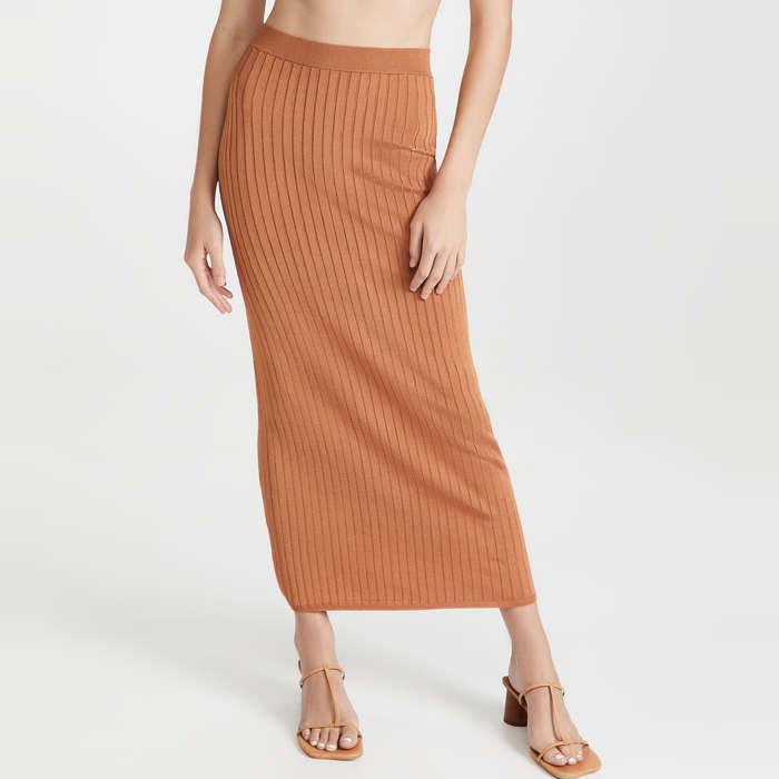 Free People Beach To Night Rib Midi Skirt