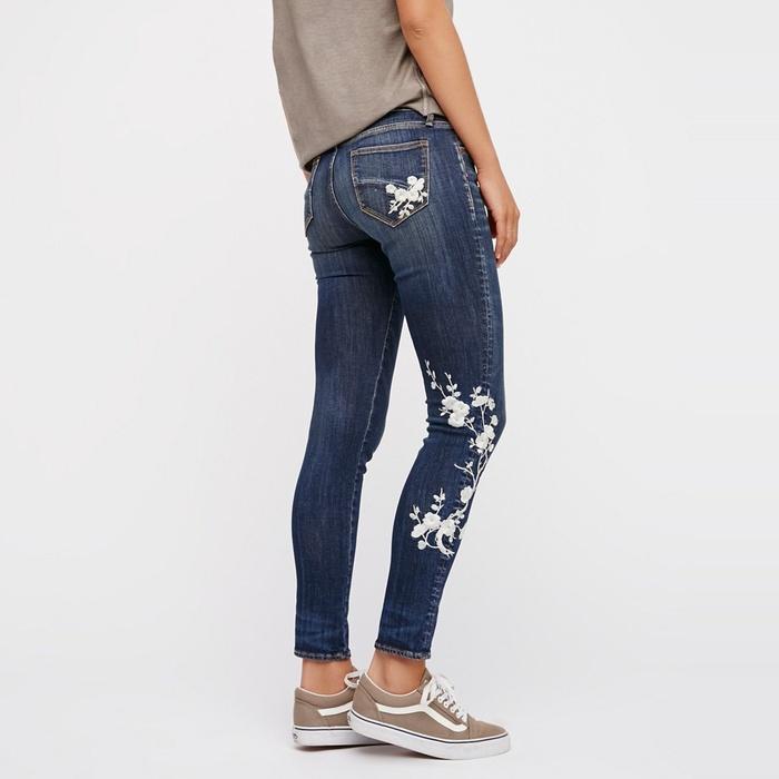 Free People Jackie Embroidered Skinny Jeans