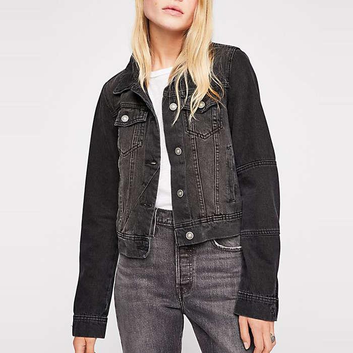 Free People Rumors Denim Jacket In Black