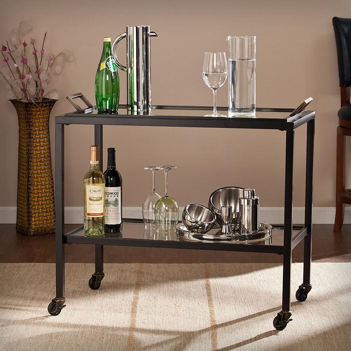 FurnitureMaxx Brittany Black Iron Bar Cart